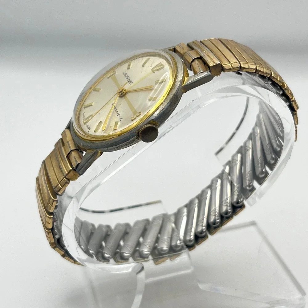 Lausanne Vintage Swiss Made Antimagnetic Watch 10715 Gold Silver READ